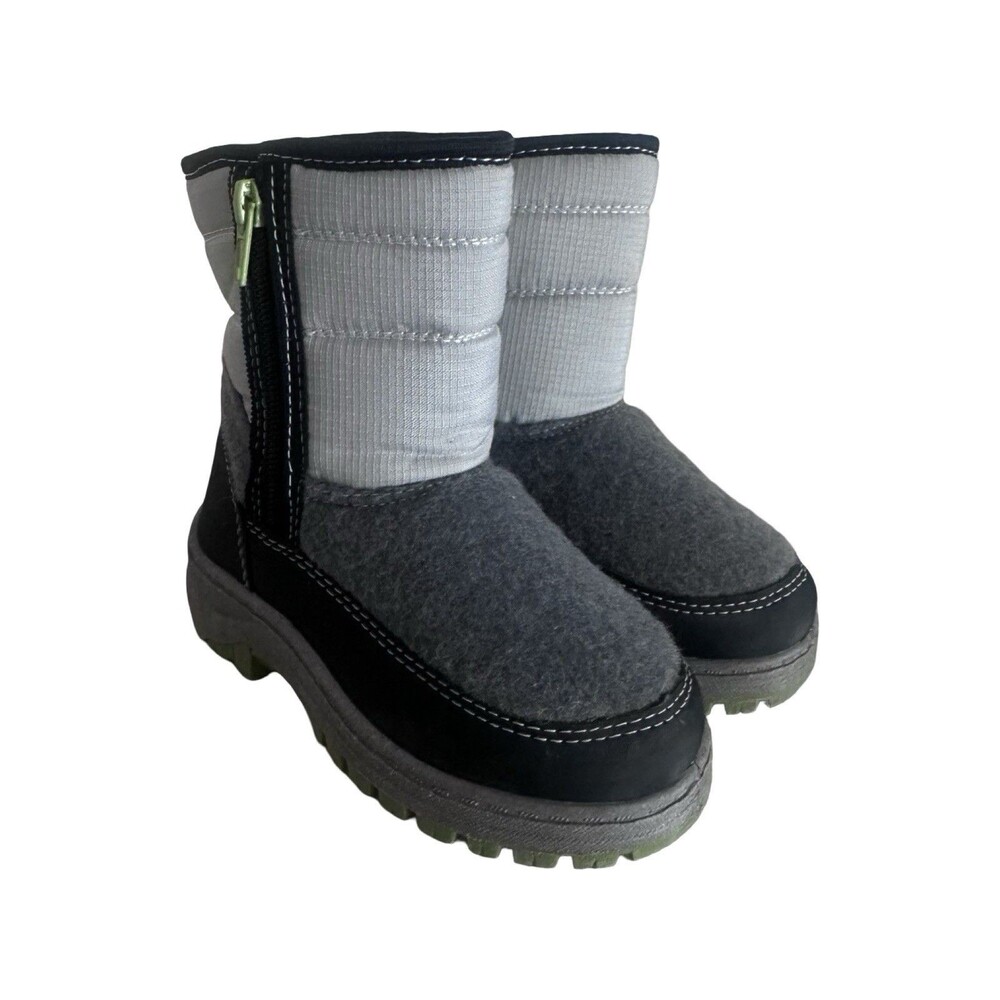 Kid's Brand Kids Gray boys boots size 8 warm fleece lined EUC